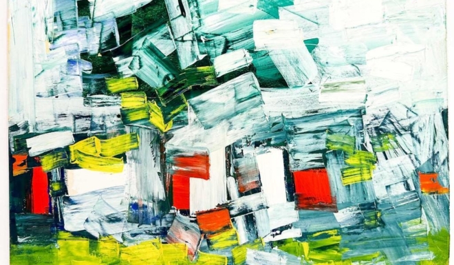 Jules Engel (1909-2003) Oil on Paper, Abstract Ravine