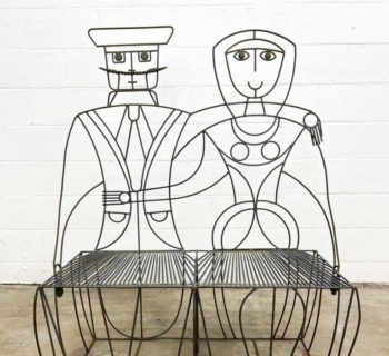 John Risley (1919 -2002) Woman and Man Wire Sculptural Settee Bench