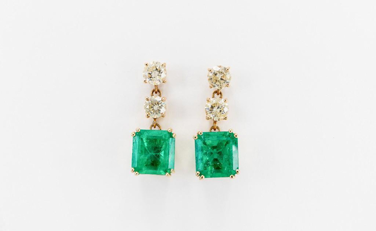 emerald and diamond earring