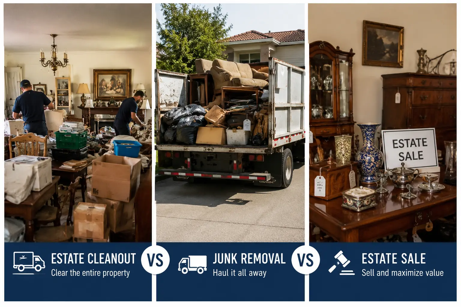 Estate cleanout vs junk removal vs estate sale services comparison