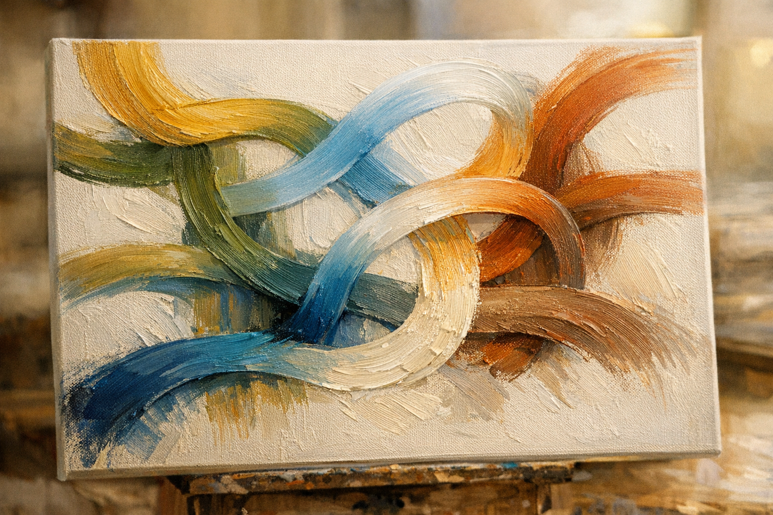 Abstract network of brushstrokes illustrating factors in painting value.