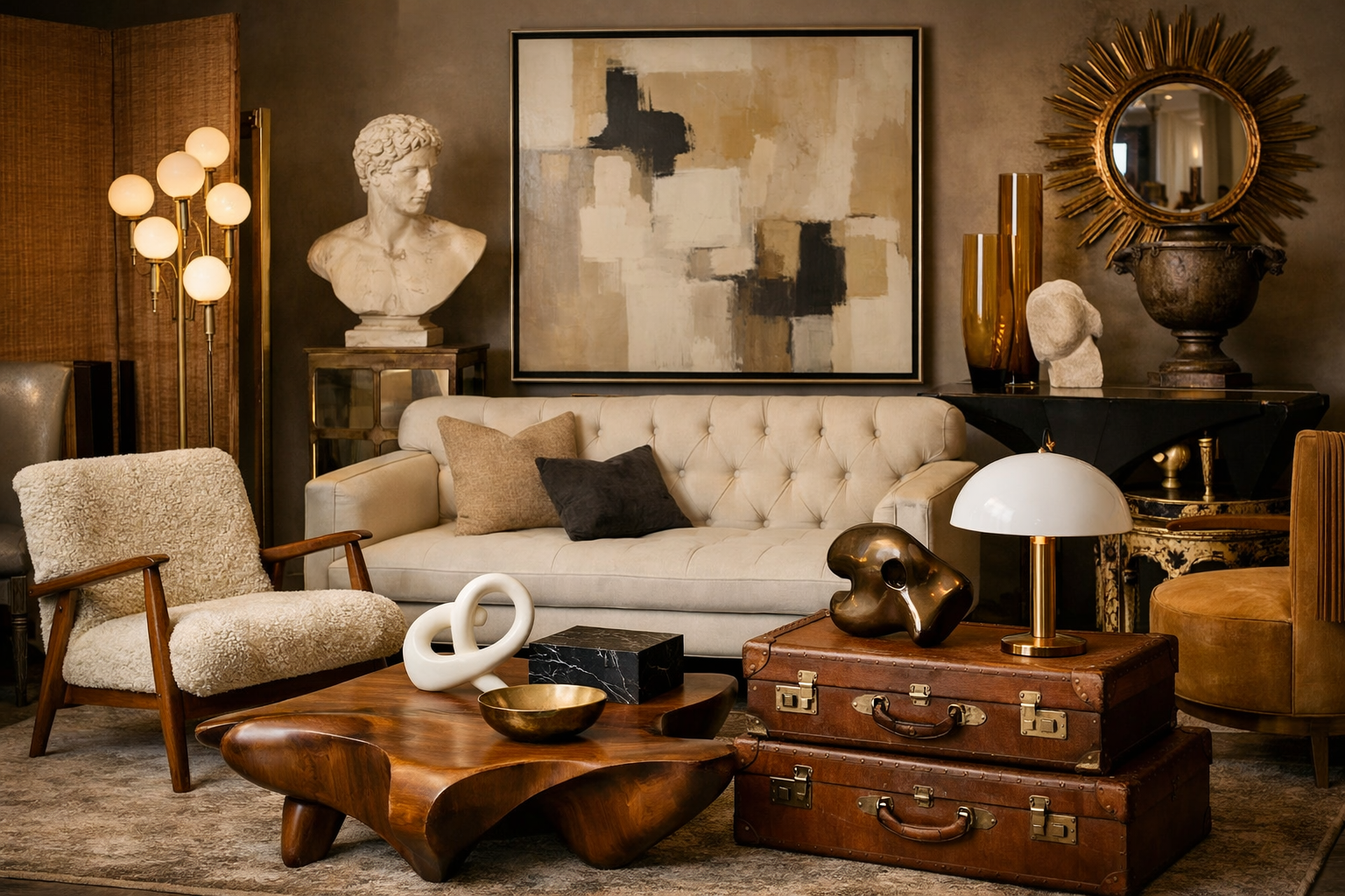 Room with designer furniture and decorative objects, emphasizing overlooked value.