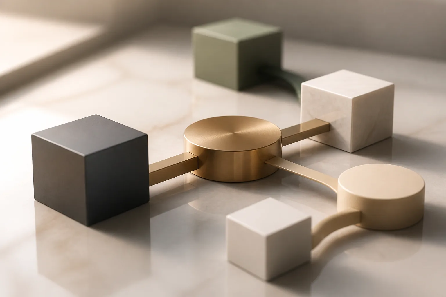 Abstract geometric shapes symbolizing cash estate buyout process.
